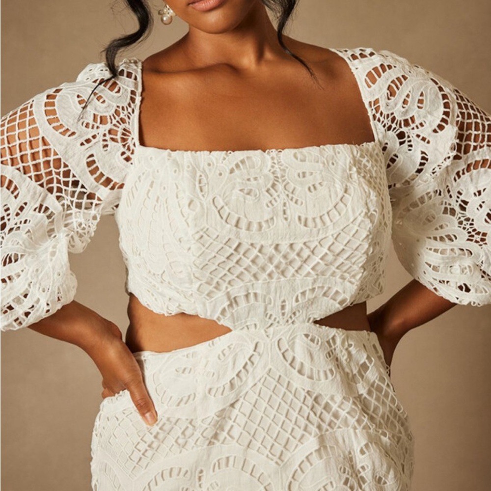 NWT Bridal by ELOQUII Eyelet Puff Sleeve Dress size 18 item#34